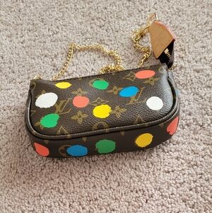 Fashion Colorful Monogram Clutch with Gold Chain Pochette